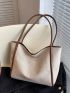 Contrast Binding Shoulder Tote Bag