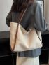 Contrast Binding Shoulder Tote Bag