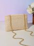 Mini Metal Decor Chain Straw Bag