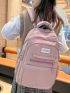 Letter Patch Decor Functional Backpack