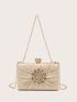 Mini Rhinestone Decor Ruched Bag