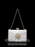 Mini Rhinestone Decor Ruched Detail Box Bag