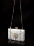 Mini Rhinestone Decor Ruched Detail Box Bag