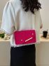 Neon Pink Snakeskin Embossed Metal Decor Flap Chain Square Bag