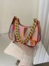 Mini Geometric Pattern Chain Decor Hobo Bag