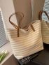 Striped Pattern Straw Bag