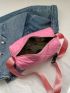 Quilted Bucket Bag Pink Release Buckle Shoulder Bag