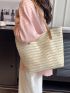 Striped Pattern Straw Bag