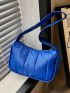 Neon Blue Quilted Detail Hobo Bag