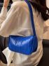 Neon Blue Quilted Detail Hobo Bag