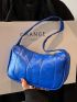 Neon Blue Quilted Detail Hobo Bag