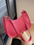 Mini Neon Pink Geometric Embossed Hobo Bag