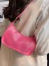 Mini Neon Pink Geometric Embossed Hobo Bag