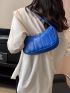 Neon Blue Quilted Detail Hobo Bag