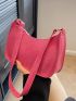 Mini Neon Pink Geometric Embossed Hobo Bag