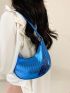 Neon Blue Crocodile Embossed Hobo Bag