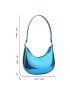 Neon Blue Crocodile Embossed Hobo Bag