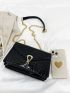 Crocodile Embossed Flap Chain Square Bag