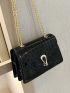 Crocodile Embossed Flap Chain Square Bag