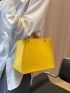 Neon Yellow Crocodile Embossed Chain Square Bag