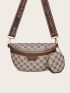 Geometric Pattern Waist Bag With Coin Purse