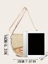 Mini Letter Patch & Chain Decor Flap Saddle Bag