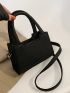 Mini Square Bag Black Minimalist Double Handle For Daily