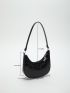 Crocodile Embossed Hobo Bag Minimalist Black