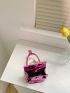 Mini Neon Pink Crocodile Embossed Flap Chain Square Bag
