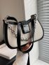 Crocodile Embossed Chain Decor Hobo Bag