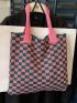 Checkered Pattern Crochet Bag