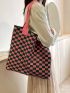 Checkered Pattern Crochet Bag