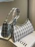 Plaid Pattern Baguette Bag