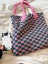 Checkered Pattern Crochet Bag