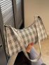 Plaid Pattern Baguette Bag