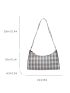 Plaid Pattern Baguette Bag