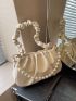 Faux Pearl Decor Ruched Bag