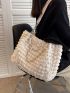 Letter Patch Decor Shoulder Tote Bag