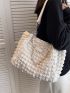 Letter Patch Decor Shoulder Tote Bag