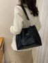 Letter Patch Shoulder Tote Bag