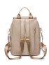 Beige Flap Backpack Metal Decor Fashion Backpack