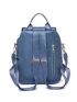 Blue Flap Backpack Metal Decor Fashion Backpack