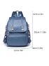 Blue Flap Backpack Metal Decor Fashion Backpack