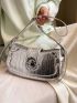 Metallic Crocodile Embossed Baguette Bag