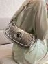 Metallic Crocodile Embossed Baguette Bag