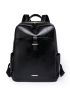 Black Classic Backpack Metal Decor Fashion Backpack