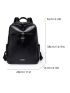 Black Classic Backpack Metal Decor Fashion Backpack