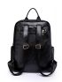 Black Classic Backpack Metal Decor Fashion Backpack