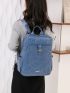 Blue Classic Backpack Metal Decor Fashion Backpack