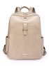 Beige Classic Backpack Metal Decor Fashion Backpack